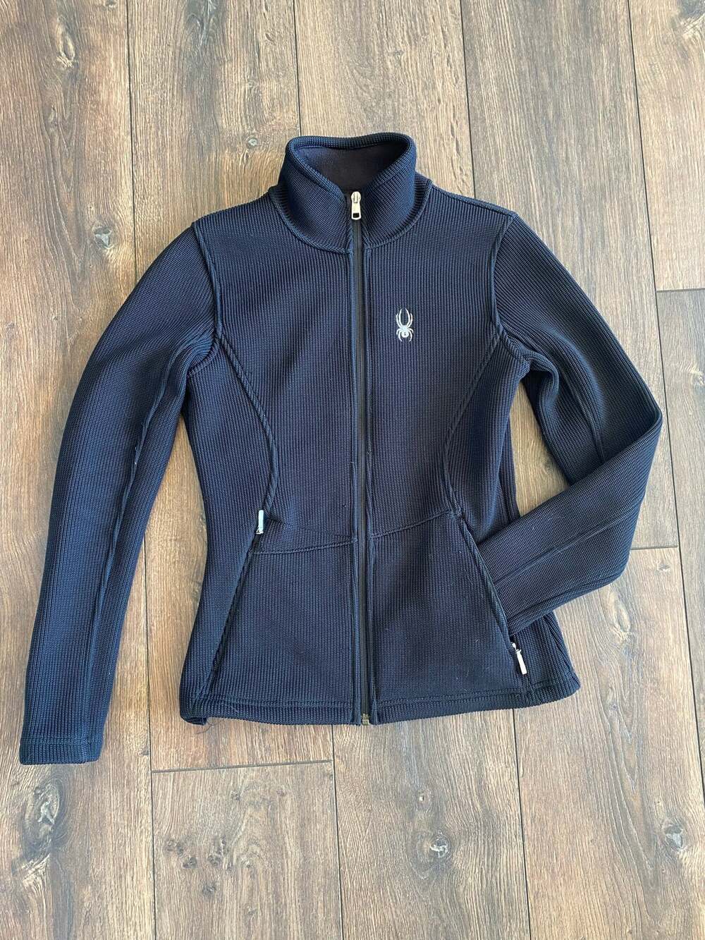 Spyder Women’s Small Black Full Zip Rib Fleece Jacket Ski Outdoor Performance